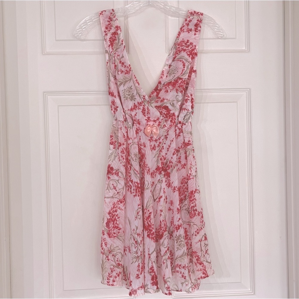 🌸3/$25 Gilligan & O’Malley Pink & Red Floral Babydoll Chemise Nightgown, Size S - Picture 2 of 11